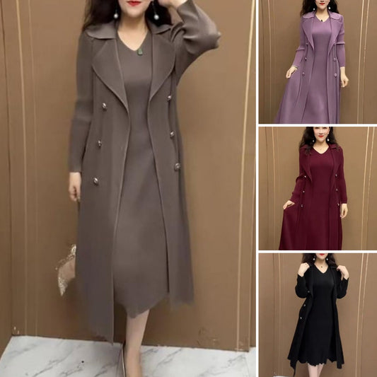 🍂【M-4XL】Jesienna, modna, rozciągliwa, dwuczęściowa sukienka wiatrówka