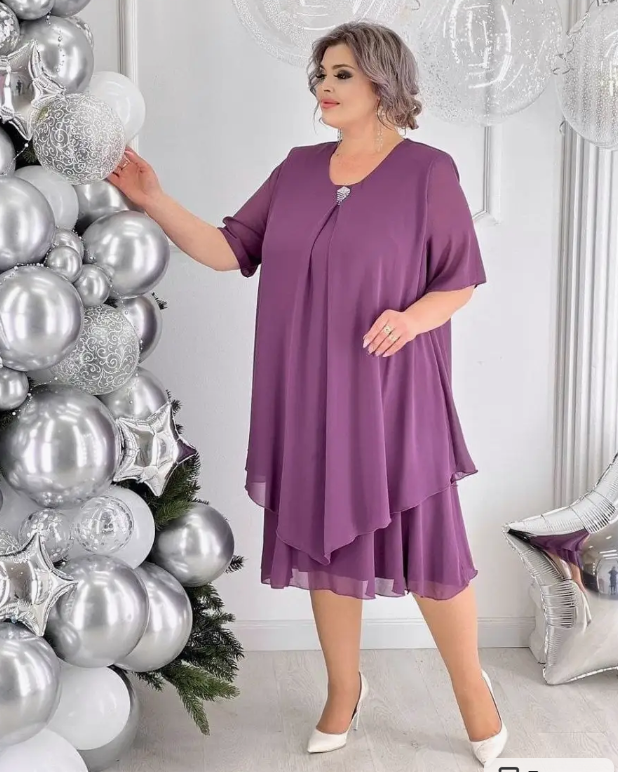 💟【S-5XL】👗【40-120kg】2024 nowa elegancka sukienka z szyfonu