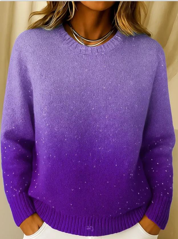 🔥【XS-5XL】Suéter de punto de cuello redondo con estampado de cielo estrellado degradado