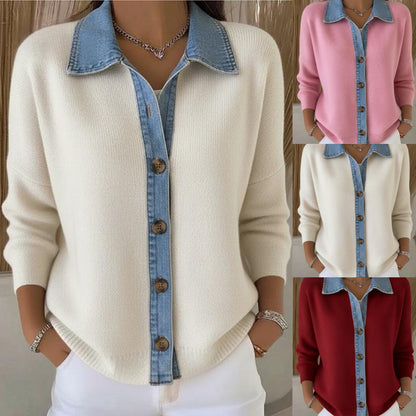 🔥【S-3XL】Oferta por tiempo limitado: Cárdigan de patchwork de mezclilla nuevo 2025