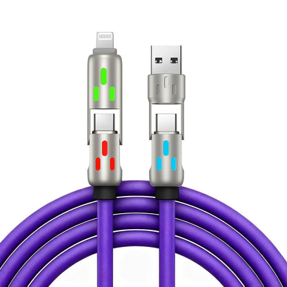 🔥【2 db csak 8700 lábért】🔥 (2 m hosszú) 4 az 1-ben PD 240W gyorstöltő kábel – Támogatja az USB-C, Lightning és USB-A gyorstöltést, alumíniumötvözetből és szilikonból készült, támogatja az adatszinkronizálást ⚡📱