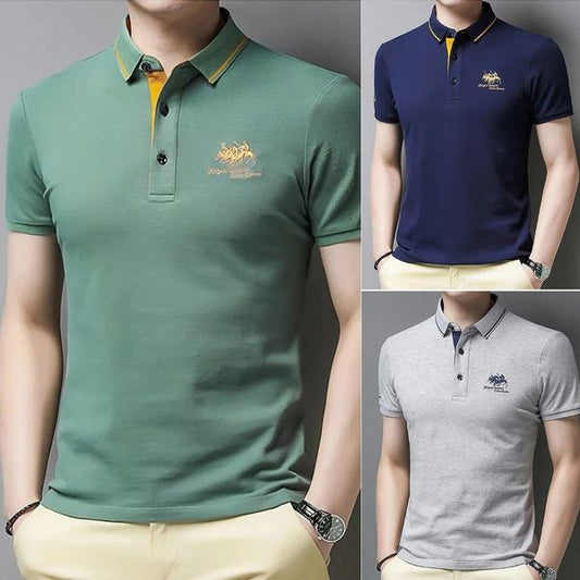 🔥🔥👔【50-105kg】2024 Męska koszulka polo z haftowanymi klapami