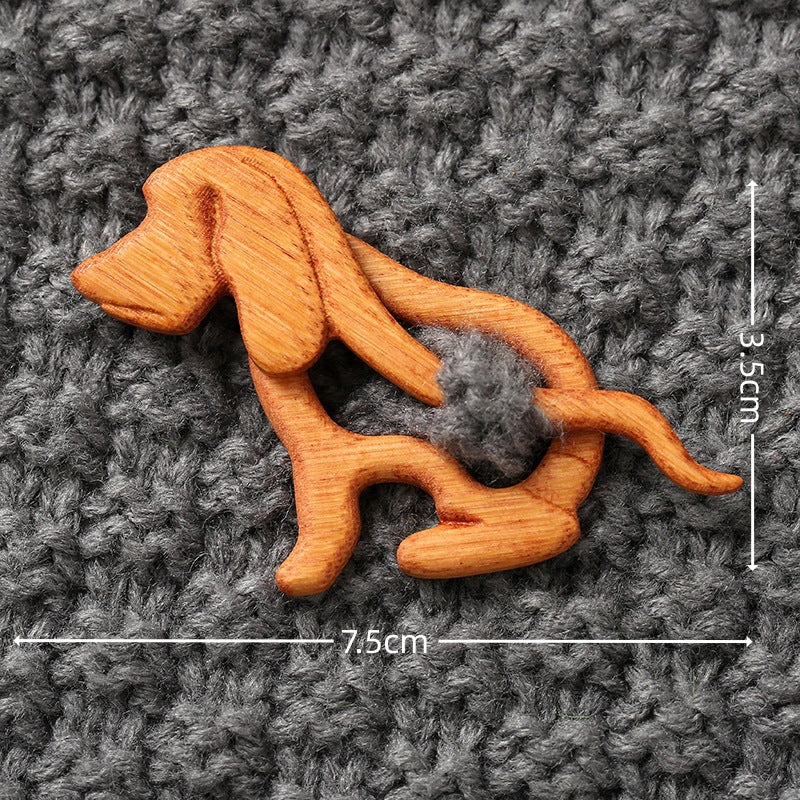 🎁(1 juego de 3)Broche de madera con forma de animal para regalar