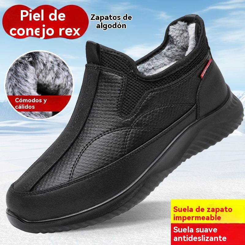 🔥【39-44】🔥Botas gruesas de invierno, forro de algodón y forro polar, cálidas, impermeables, antideslizantes, suela suave, ligeras y cómodas, ideales para hombres de mediana edad y mayores.