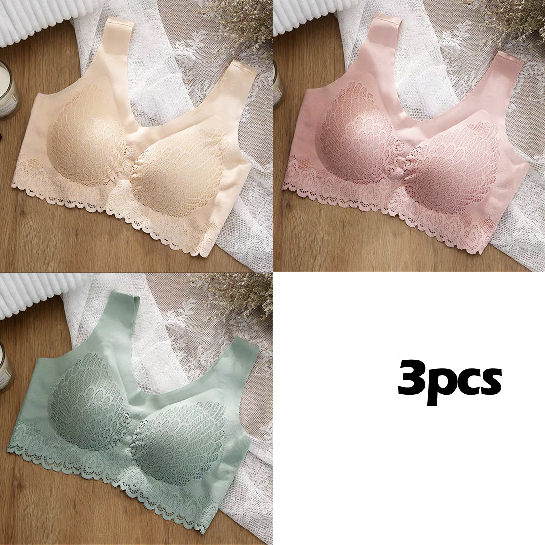 💕【3 dílná sada】Nová podprsenka z přírodního latexu bez kostic s push-up efektem – maximální pohodlí po celý den