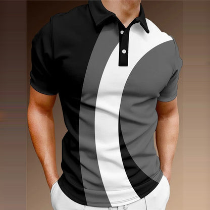👔【S-5XL】🔥Nowa letnia męska koszulka POLO z nadrukiem 3D w paski