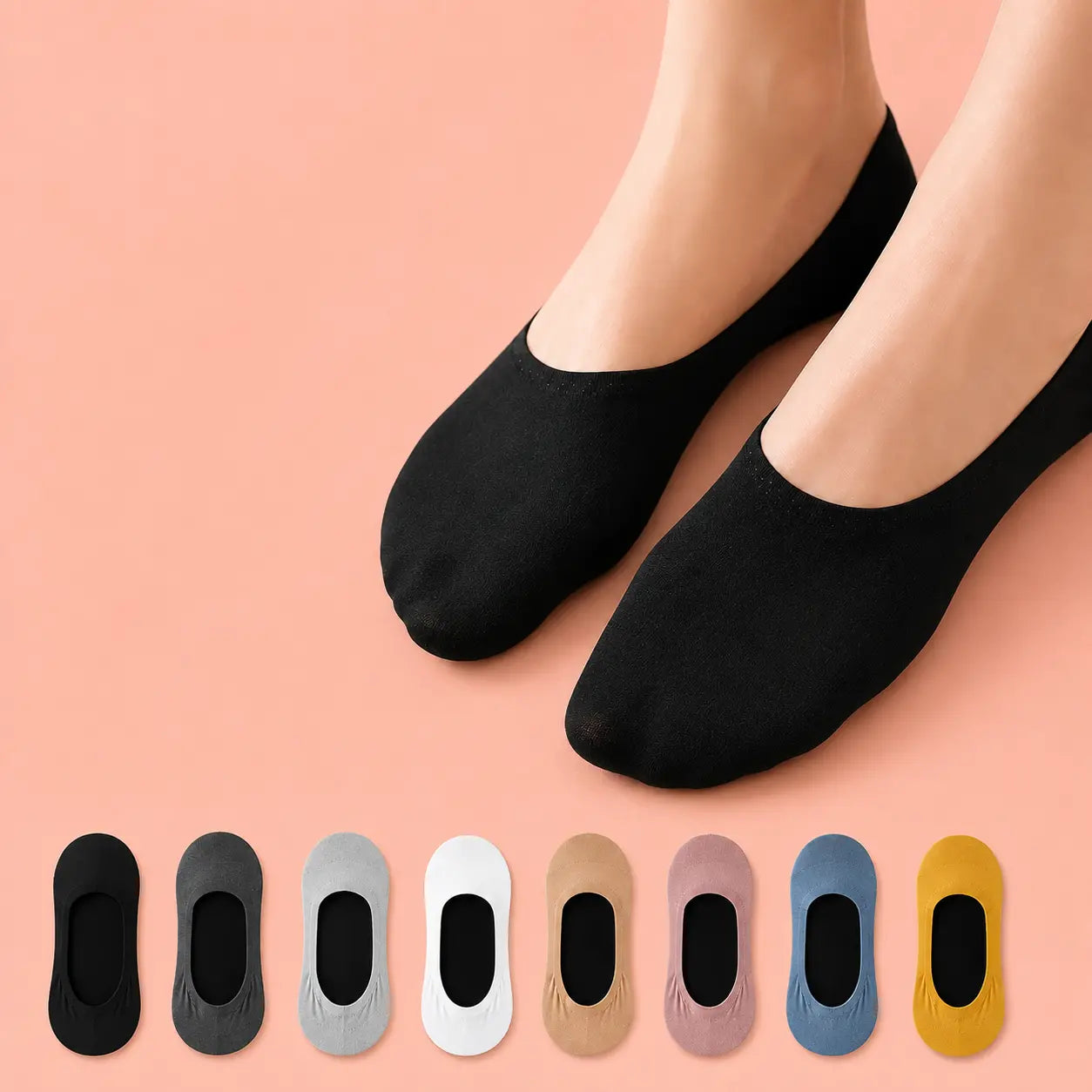 【Compra 4 y llévate 4 gratis】🧦Calcetines cortos invisibles de malla de seda helada transpirables y absorbentes de sudor para verano, antideslizantes y de corte bajo.