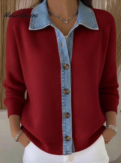 🔥【S-3XL】Oferta por tiempo limitado: Cárdigan de patchwork de mezclilla nuevo 2025