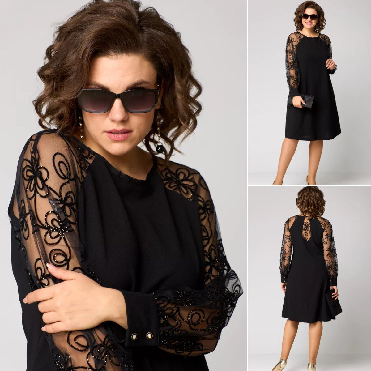 💖💖【S-5XL】Elegancka | Na każdą porę roku | Sukienka z siateczkowymi rękawami