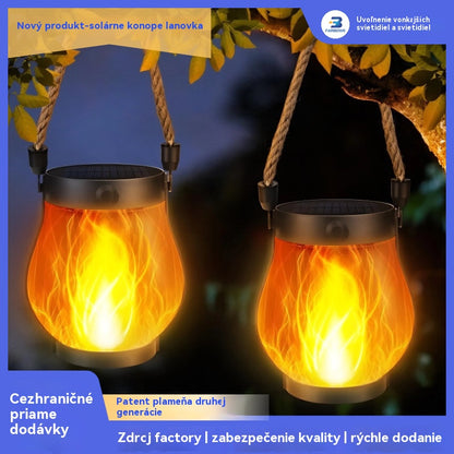 💡【Kúp 1, získaj 1 zadarmo】Solárna plameňová lampa, lampáš z konopného lana, dekorácia záhradného dvora
