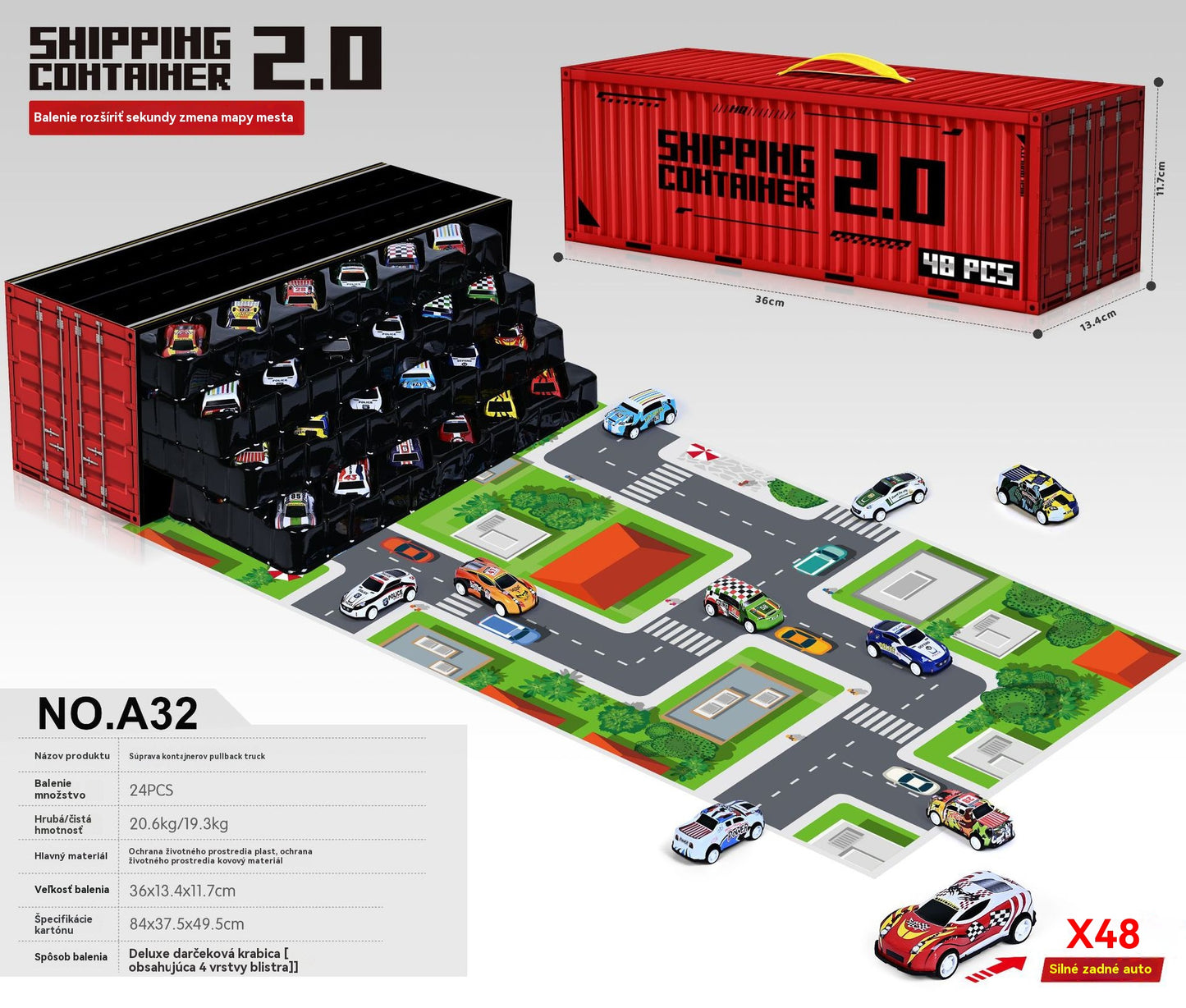 🎅Vianočný výpredaj - 50% zľava🎁 48 mini autíčok s naťahovacou zadnou časťou a vstavanou garážou