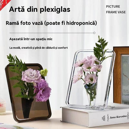 【1 set de 4 piese】💐Vază cu ramă foto de birou de înaltă calitate