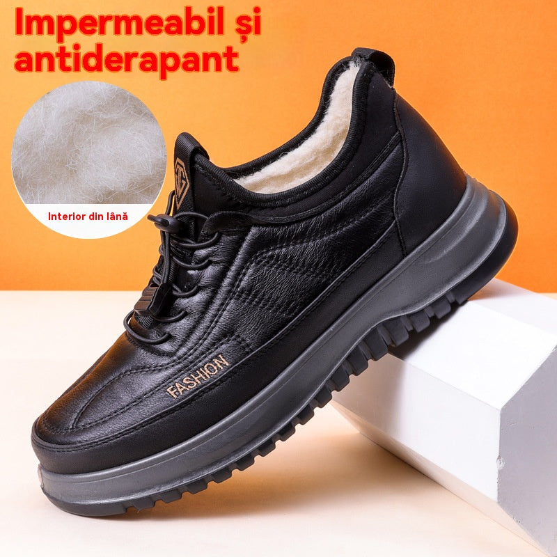 ⛄🔥【39-45】Zapatos deportivos casuales de invierno 2025 para hombre, nuevos, de cuero genuino, impermeables, con suela suave de terciopelo