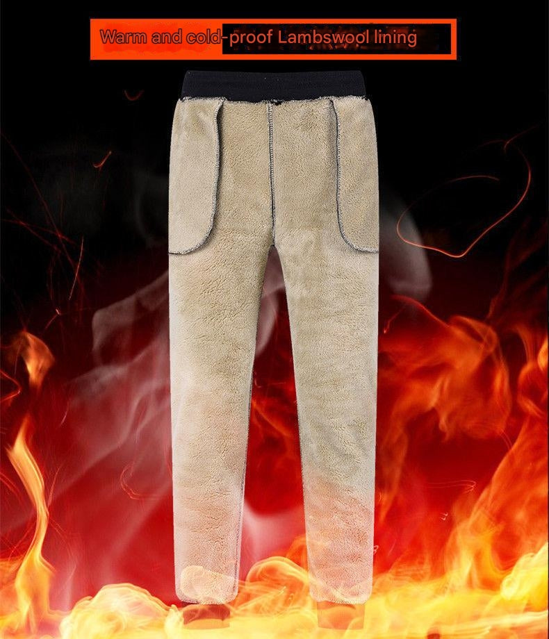 👖【M-5XL】2025 moda zimowa męska zagęszczone ciepłe sportowe spodnie na co dzień z wełny jagnięcej