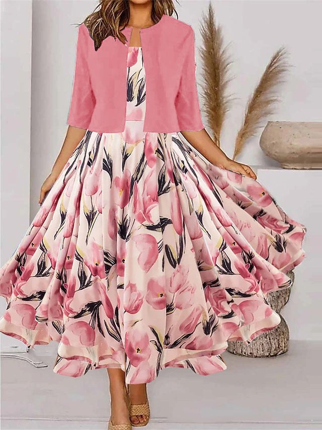 🎀👗【S-3XL】 Elegancka sukienka + dwuczęściowy zestaw z krótkim płaszczem