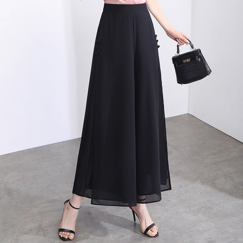 ✨🌈【M-4XL】👖💖【Nowy styl lata】2025 modne i eleganckie spodnie z szyfonu z szerokimi nogawkami, wygodne i oddychające
