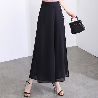 ✨🌈【M-4XL】👖💖【Nowy styl lata】2025 modne i eleganckie spodnie z szyfonu z szerokimi nogawkami, wygodne i oddychające