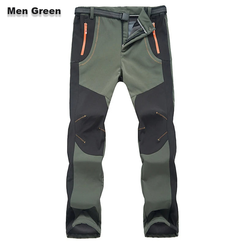 【S-5XL】❄️👖 pantalones de concha suave para hombre, impermeables y resistentes al viento, pantalones de senderismo transpirables, cálidos y gruesos, pantalones de lana para deportes al aire libre
