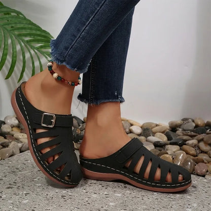 👡 Letnie chodaki z naturalnej skóry bydlęcej – ażurowy fason z zapięciem na rzep, anatomiczna podeszwa redukująca zmęczenie, 5 kolorów, rozmiary 36–43! ☀️✨