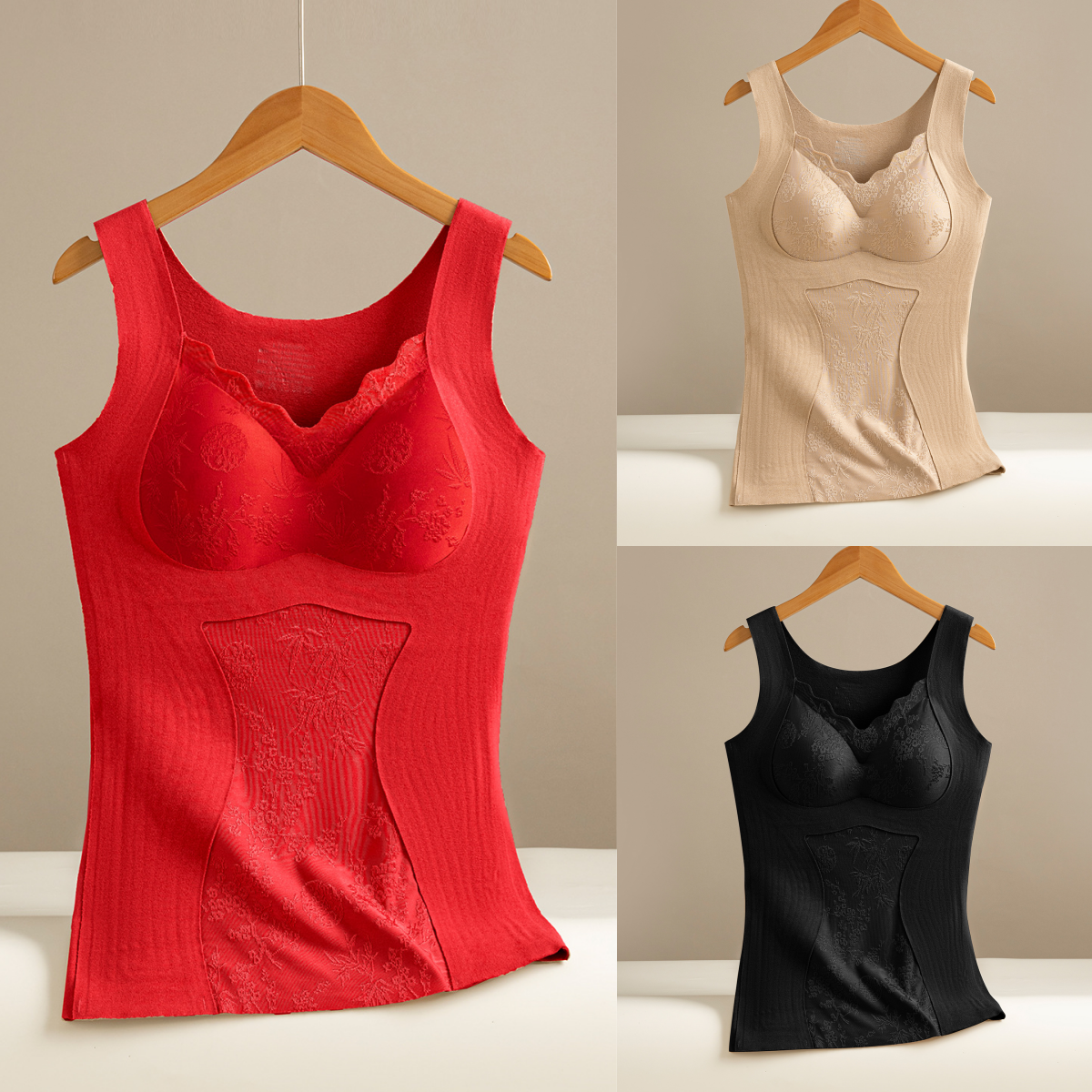 🔥【Zestaw 3 sztuk】❤️【40-100 kg】Biustonosz z koronką z puchu gęsiego na jesień/zimę, z pięknym wzorem na plecach, unosi i podtrzymuje piersi, zapobiega ich opadaniu✅