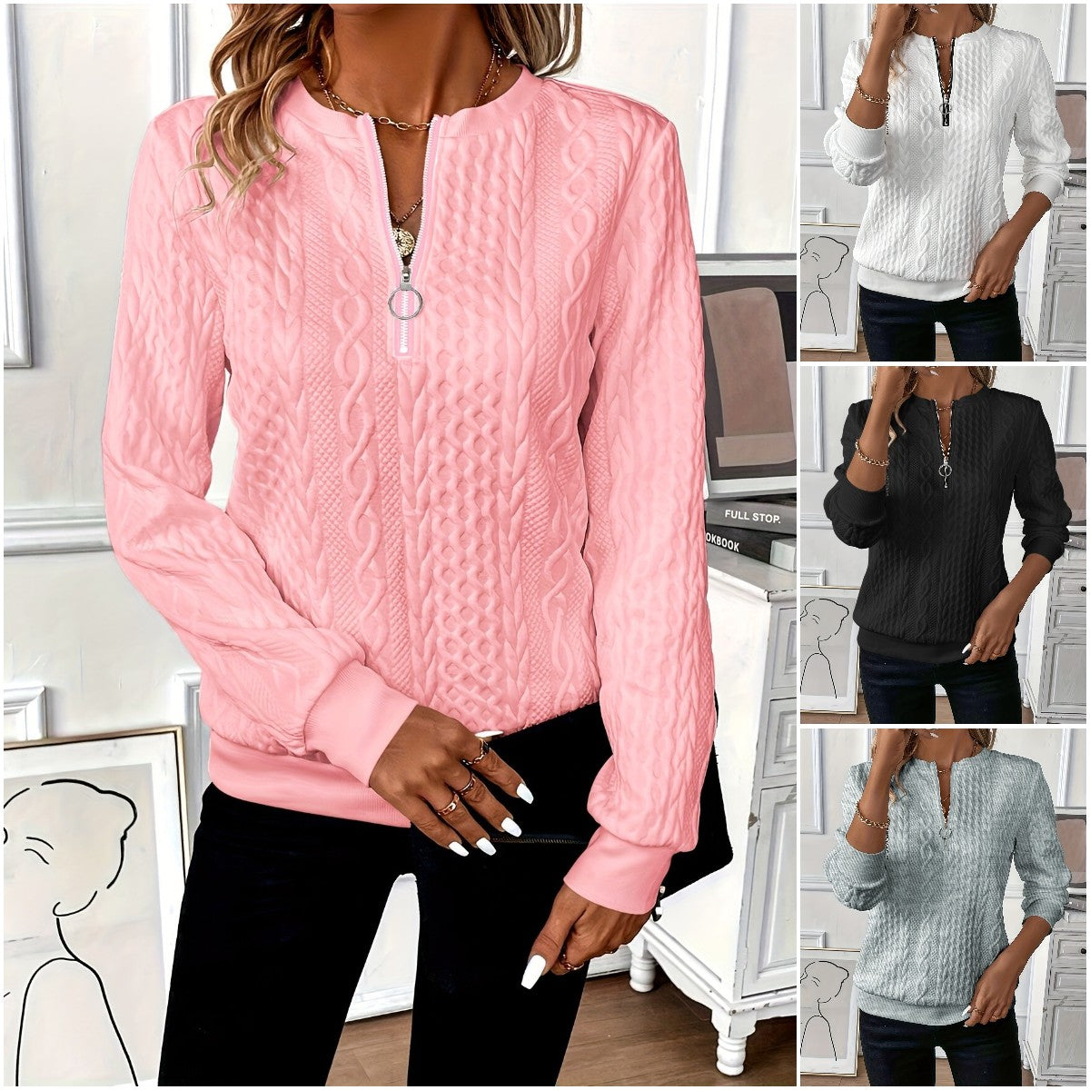 🎀🎀【S-2XL】 2024 nowy jesienny i zimowy sweter damski zapinany na zamek