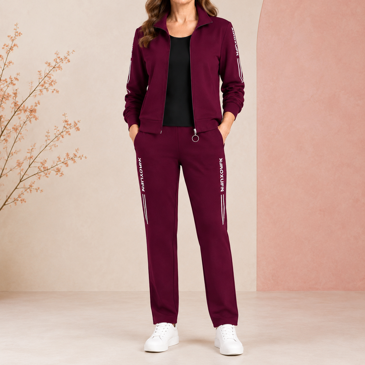 🌸 Eleganca in popolno udobje! Elegantna 3-delna trenirka za ženske (jakna z zadrgo + majica + hlače / Velikosti: M-6XL)! ✨