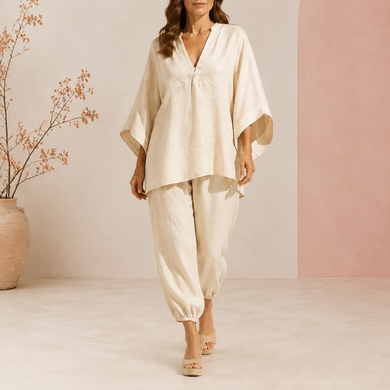 【S-3XL】👗 Luźny zestaw z szerokim dekoltem, rękawami typu nietoperz i casualowym krojem, zapewniający swobodę i komfort na co dzień ✨🌸