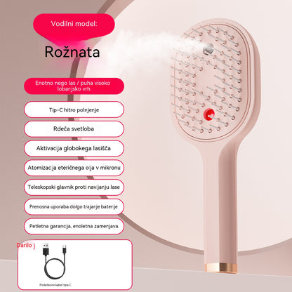 💖💨Krtača za lase z enim gumbom za pršenje, ki učinkovito preprečuje zapletanje las.