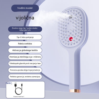 💖💨Krtača za lase z enim gumbom za pršenje, ki učinkovito preprečuje zapletanje las.