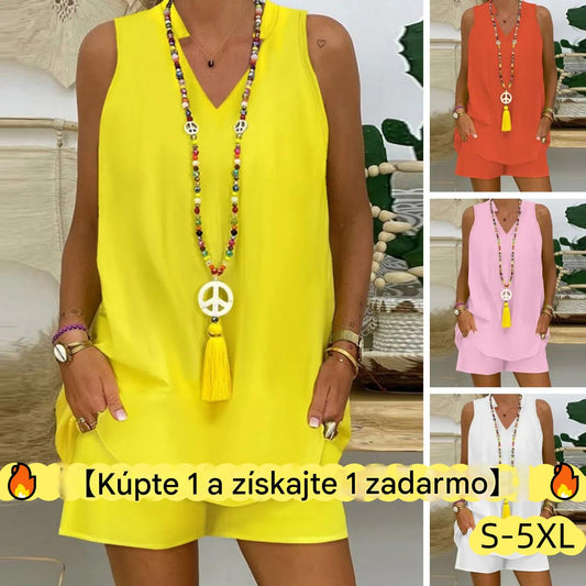 ✨【Kúp 1, získaj 1 zadarmo】【S-5XL】Nový ležérny bavlnený top bez rukávov + nohavice