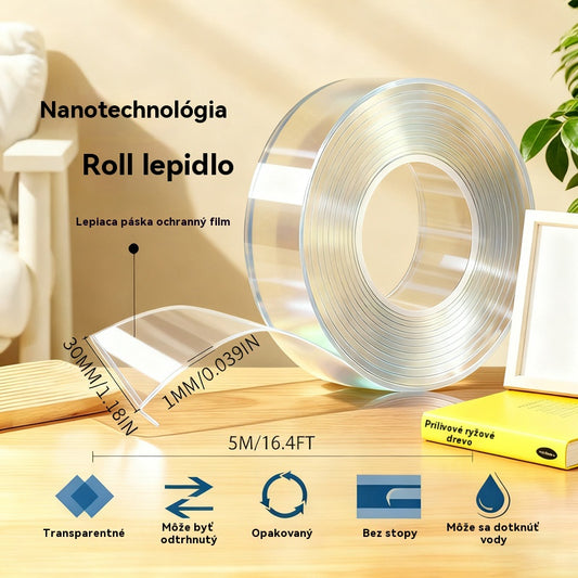 💧 【4 zväzky】Dvojstranná nanolepka, vysoká viskozita, priehľadná akrylová fólia, vodovzdorná, odolná voči prachu
