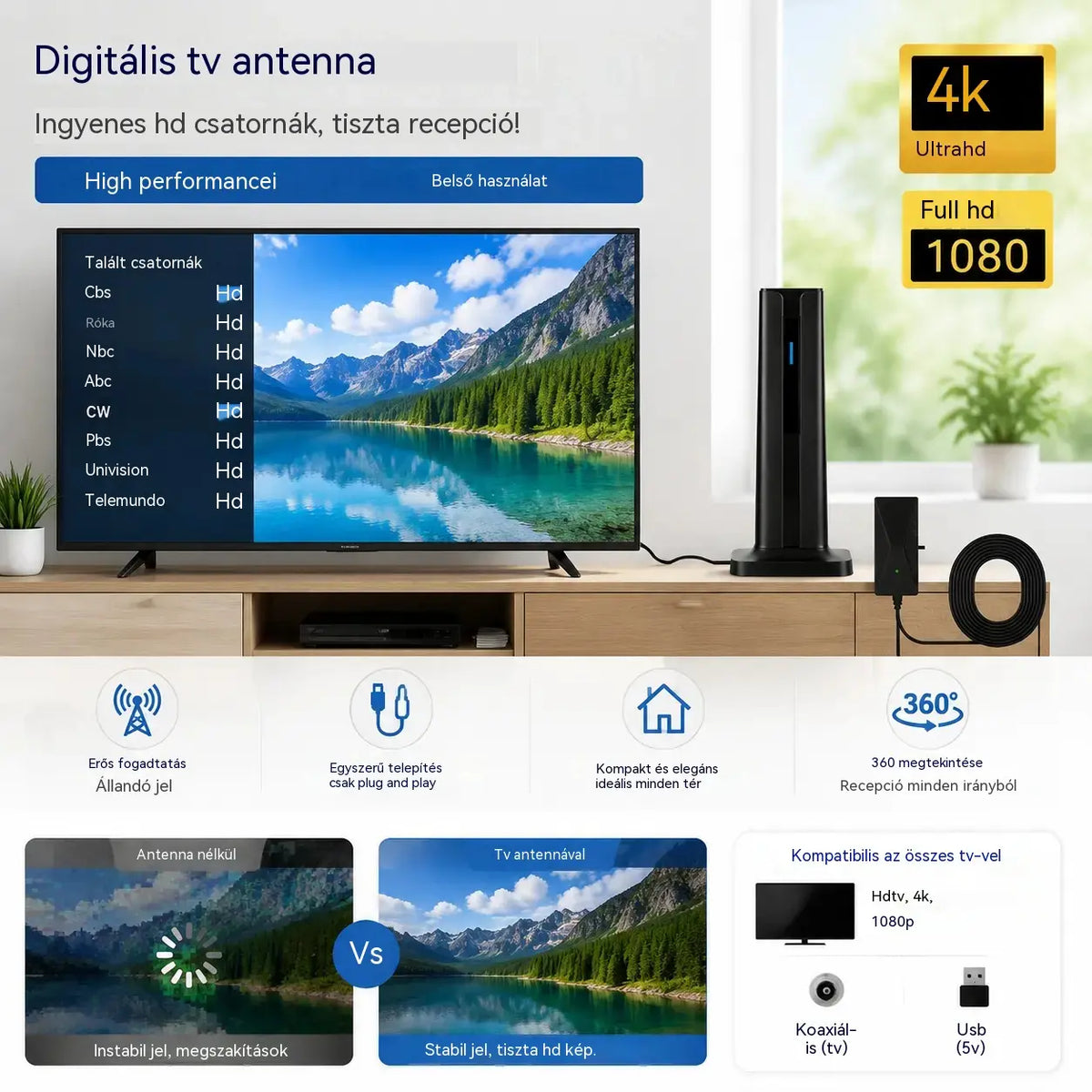 🔥Beltéri HD digitális TV-vevőegység🌐