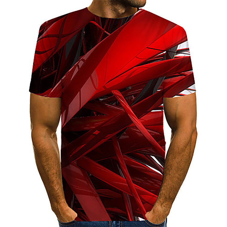 💥【S-5XL】2026 Nyári Plus Méretű Férfi 3D Terepmintás Lezser Laza Felsőrész Sport Férfi Póló