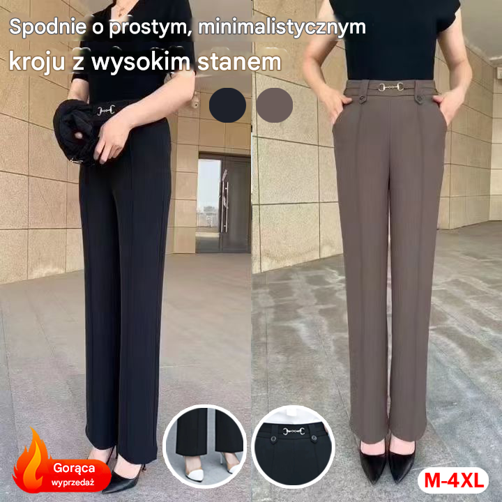🔥【M-4XL】👖🎁Nowe wysokiej jakości proste spodnie letnia odzież wierzchnia spodnie na co dzień proste, wąskie spodnie z wysokim stanem