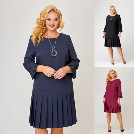 💌 【S-5XL】👗 Nové, kvalitné, elegantné jednofarebné šaty zimy 2024 