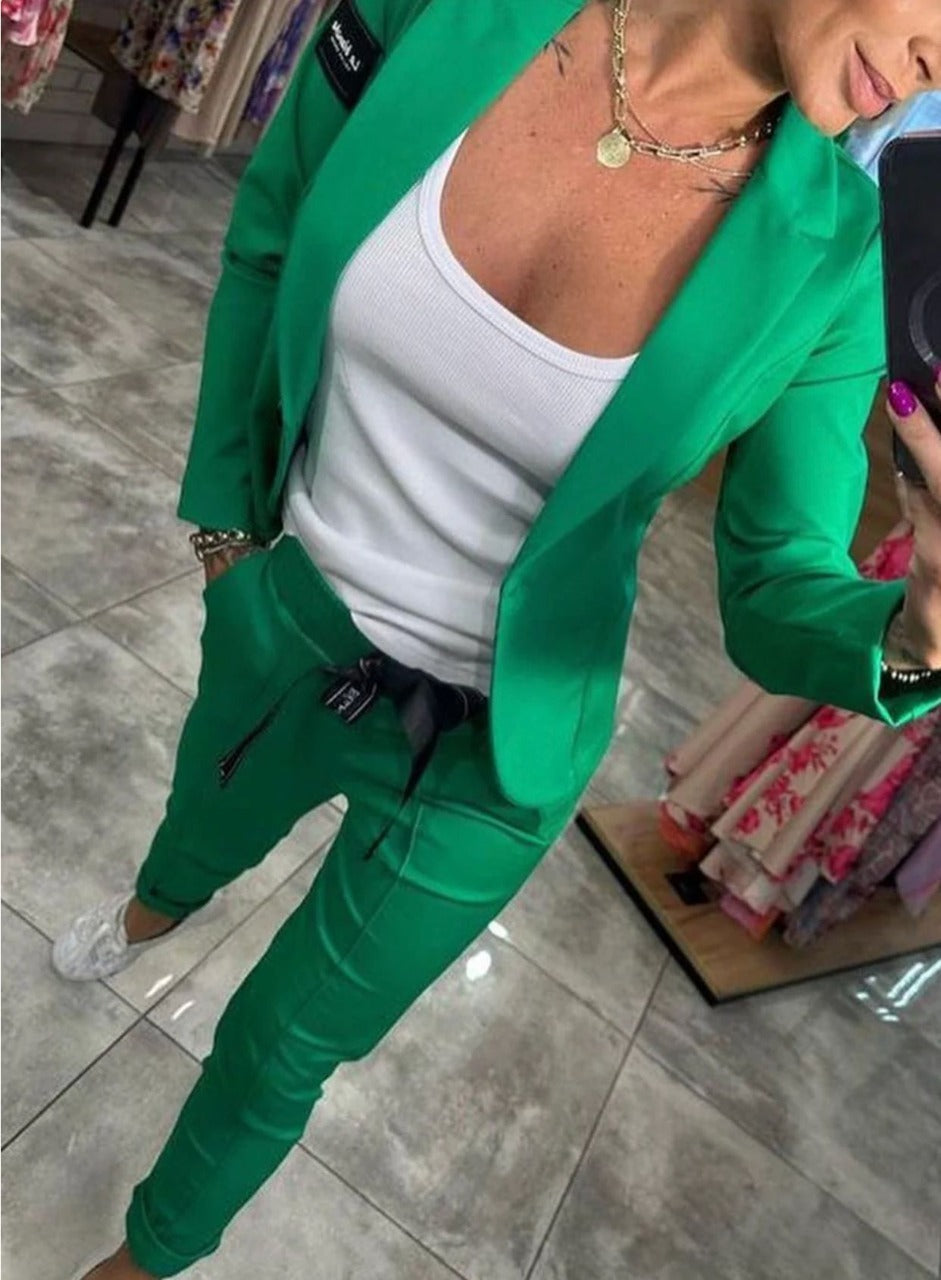 💥Wyprzedaż -49%✨【S-3XL】Kurtka i spodnie damskie casualowe (komplet 2 części)