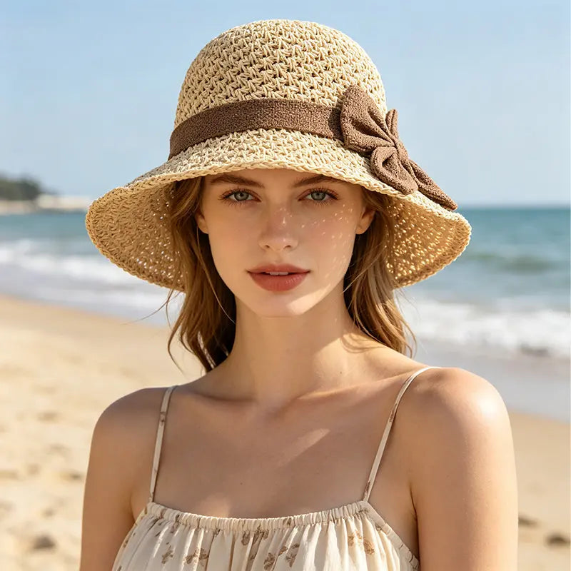 ☀️🎀Eleganten francoski klobuk s pentljo: zaščita pred soncem in senca.