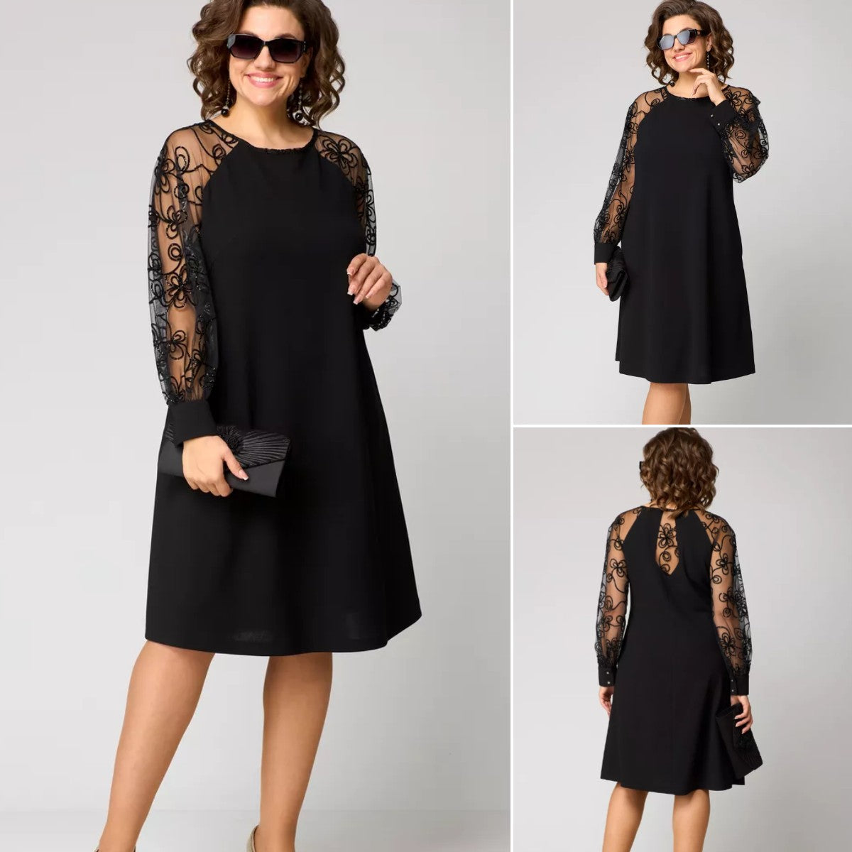 💖💖【S-5XL】Elegancka | Na każdą porę roku | Sukienka z siateczkowymi rękawami