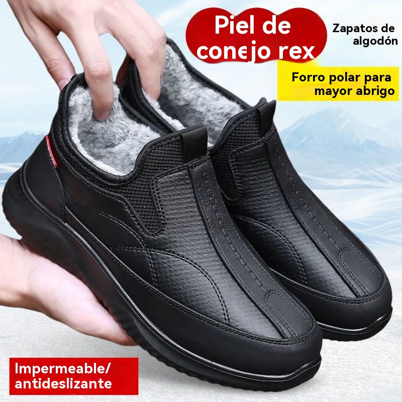 🔥【39-44】🔥Botas gruesas de invierno, forro de algodón y forro polar, cálidas, impermeables, antideslizantes, suela suave, ligeras y cómodas, ideales para hombres de mediana edad y mayores.