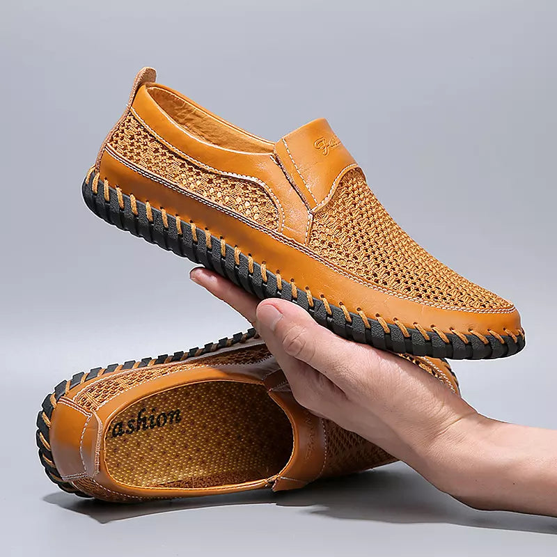 【38-48】👞Nové pánske sieťované kožené topánky na jar a leto - veľká veľkosť - pravá hovädzia koža, odolné voči potu a zápachu, priedušné a pohodlné 