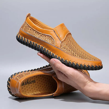 【38-48】👞Nové pánske sieťované kožené topánky na jar a leto - veľká veľkosť - pravá hovädzia koža, odolné voči potu a zápachu, priedušné a pohodlné 