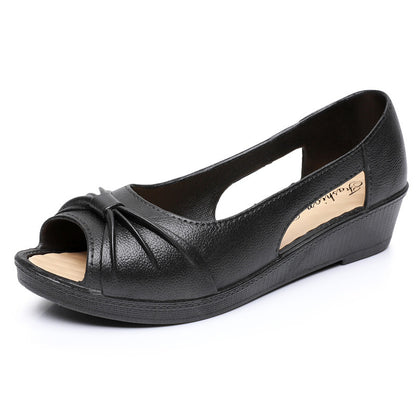 🌼【36-40】 Stylowe sandały damskie w jednolitym kolorze, miękka podeszwa na platformie, buty z wycięciami, otwarty palec u nogi, buty w kształcie kostki na lato