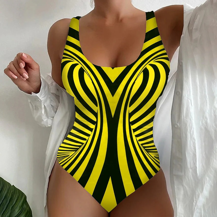 🏖️【Poslední den – sleva 50 %】🔥【S~6XL】Unikátní pruhované jednodílné plavky