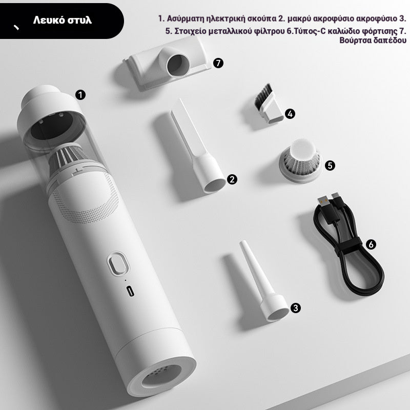 🔥【7-dielna sada】Prenosný ručný vysávač s výkonným saním · Ideálny do auta aj do domácnosti · 45% zľava + doprava zdarma