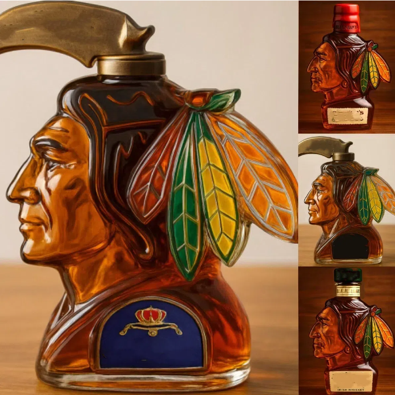 【Neskorý letný výpredaj】🔥Sklenená fľaša s hlavou čierneho orla, zaujímavá fľaša na whisky