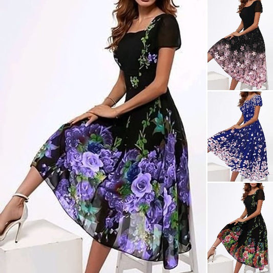 ✨【S-3XL】2024 Wiosenno-letnie eleganckie sukienki z kwiatowym dekoltem w serek