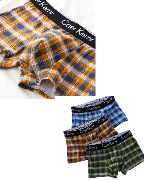 🔥 🔥【Gorąca wyprzedaż】 (L-4XL) Męska miękka i wygodna bielizna w kratę z czystej bawełny