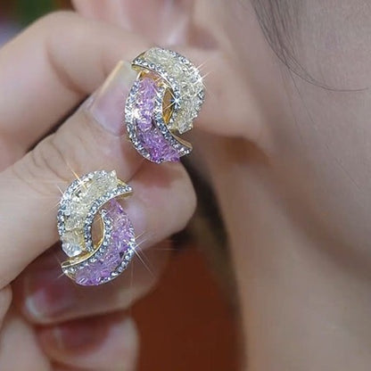 🏆Compra 2 y llévate 2 gratis✨【4 Pares】Elegantes aretes de oro con diamantes brillantes