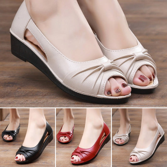 🌼【36-40】 Stylowe sandały damskie w jednolitym kolorze, miękka podeszwa na platformie, buty z wycięciami, otwarty palec u nogi, buty w kształcie kostki na lato