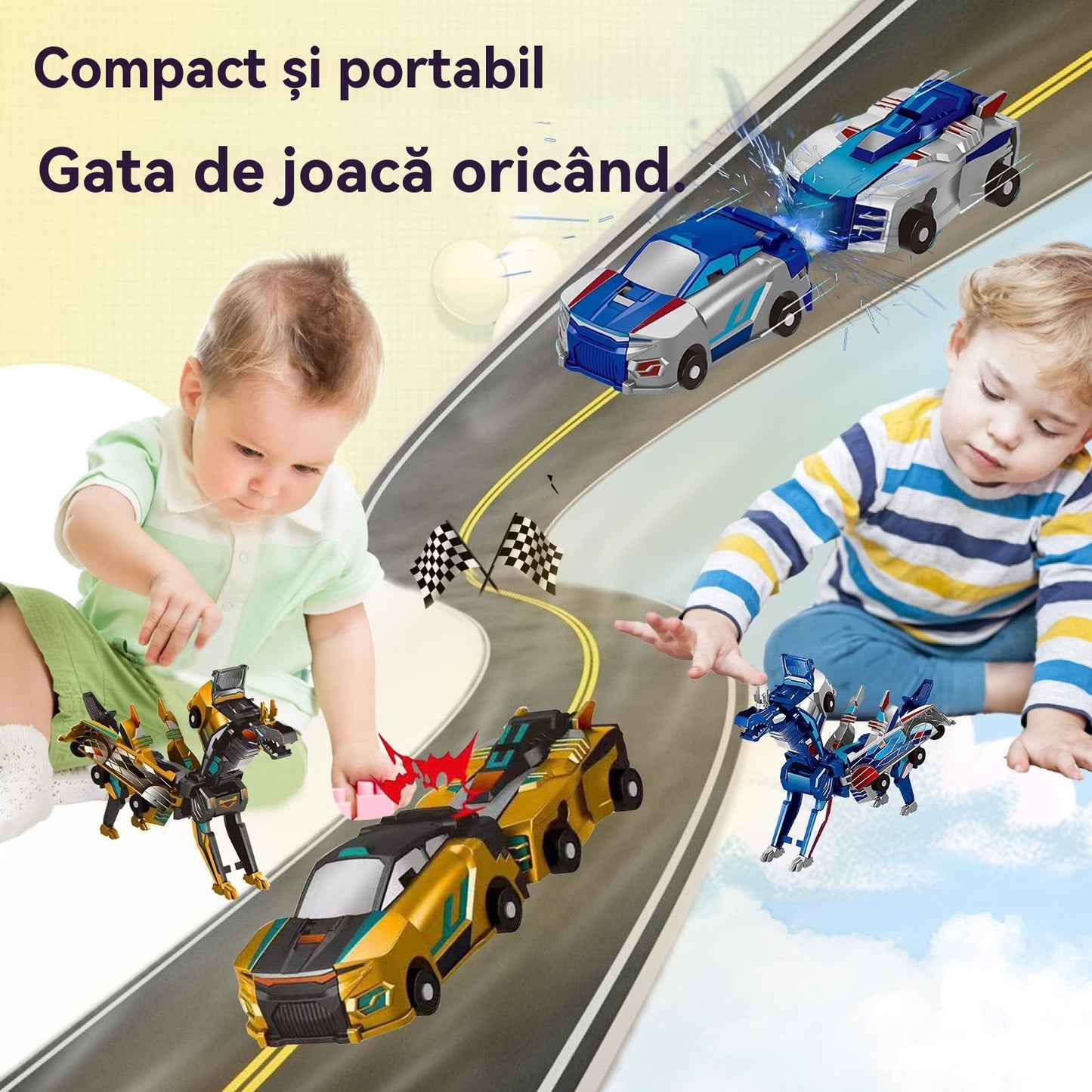 【Compra 1 y llévate 1 gratis】🎁Oferta especial✨Coche de dinosaurio transformable con colisión
